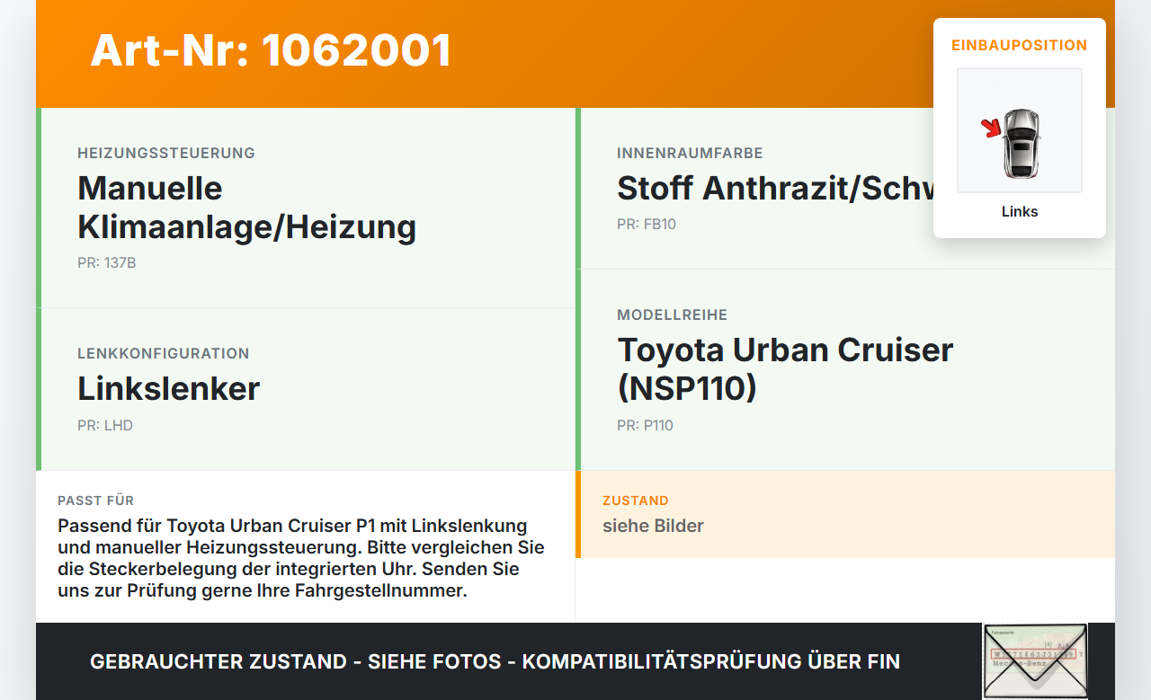 Toyota Urban Cruiser P1 09-14 Warnblinkschalter mit Uhr Toyota Urban Cruiser P1 09-14 21.07.2009 gebraucht Vorschau 3