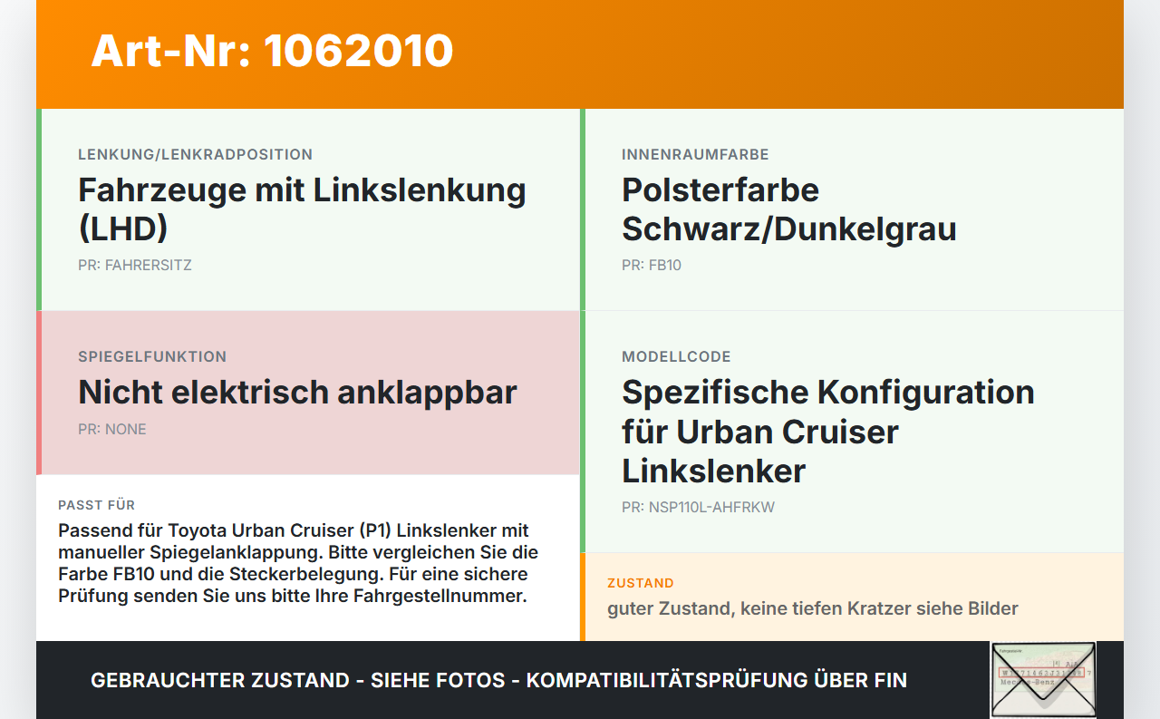 Toyota Urban Cruiser P1 09-14 Schalter Spiegelverstellung Außenspiegel Toyota Urban Cruiser P1 09-14 21.07.2009... Vorschau 3