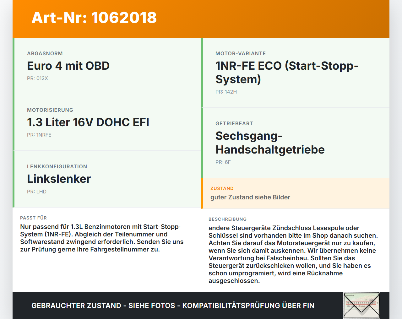 Toyota Urban Cruiser P1 09-14 1,3 74KW Steuergerät ECU für Motor Motorsteuergerät Toyota Urban Cruiser P1 09-14... Vorschau 3