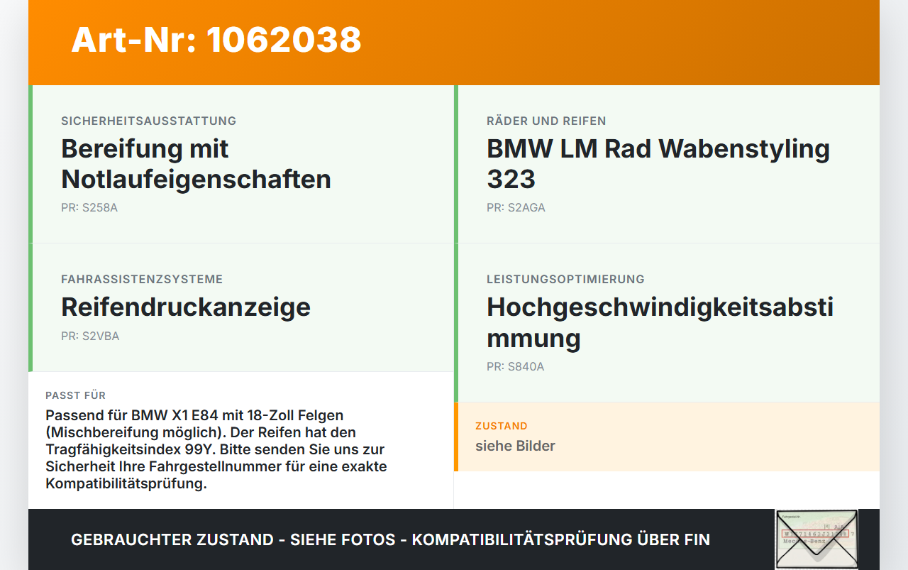 BMW X1 E84 12-15 1 x Reifen Ganzjahresreifen Nexen 255/40R18 99 Y BMW X1 E84 12-15 29.04.2015 gebraucht Vorschau 3