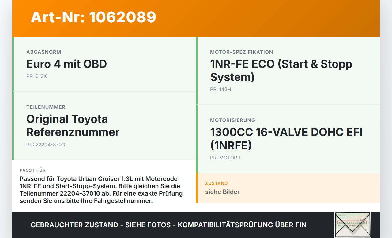 Toyota Urban Cruiser P1 09-14 1,3 74KW Luftmassenmesser Toyota Urban Cruiser P1 09-14 21.07.2009 22204-37010... Vorschau 3