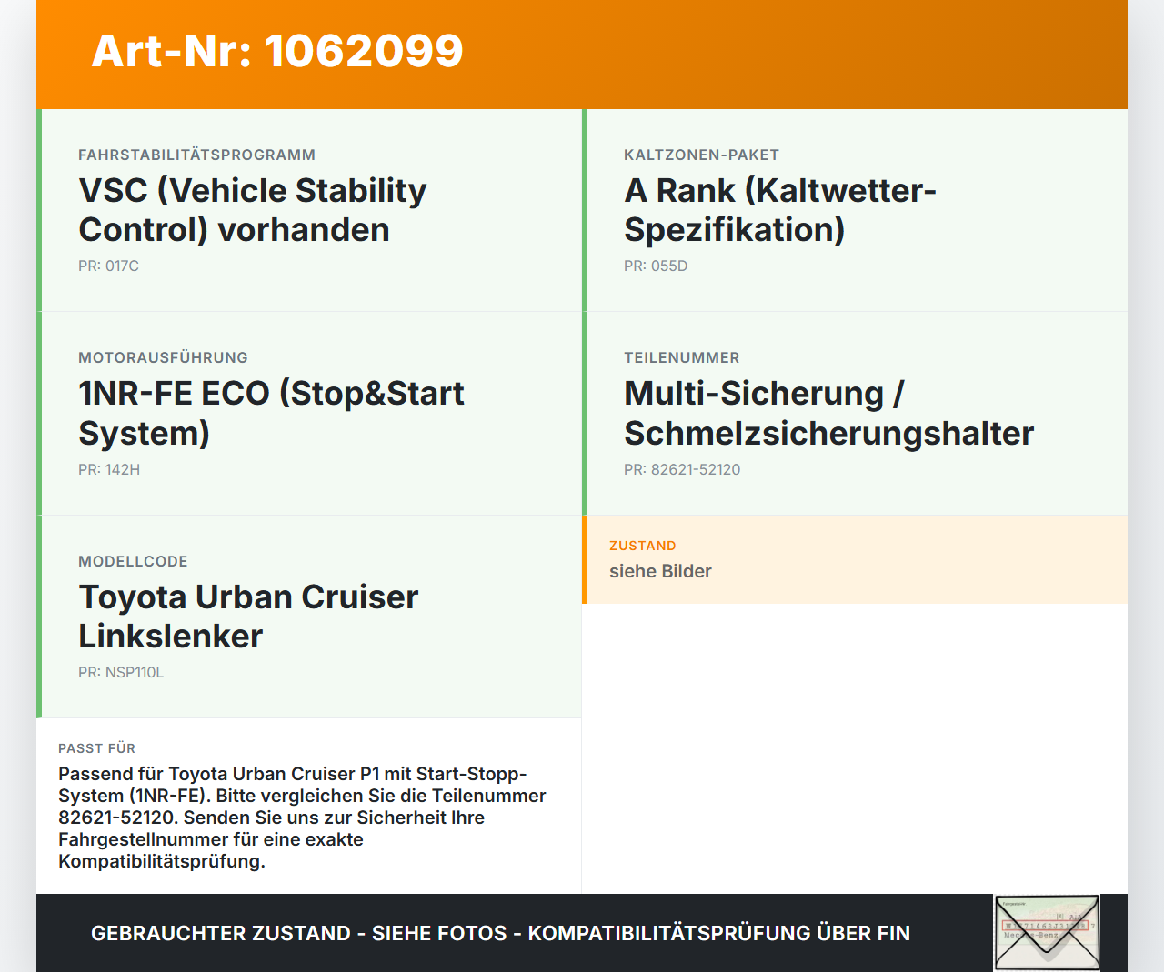Toyota Urban Cruiser P1 09-14 Relais Sicherung Schmelzsicherung Toyota Urban Cruiser P1 09-14 21.07.2009... Vorschau 3