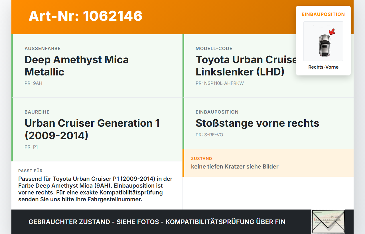 Toyota Urban Cruiser P1 09-14 Abdeckung für Abschleppöse Stoßstange Rechts Vorne Toyota Urban Cruiser P1 09-14... Vorschau 3