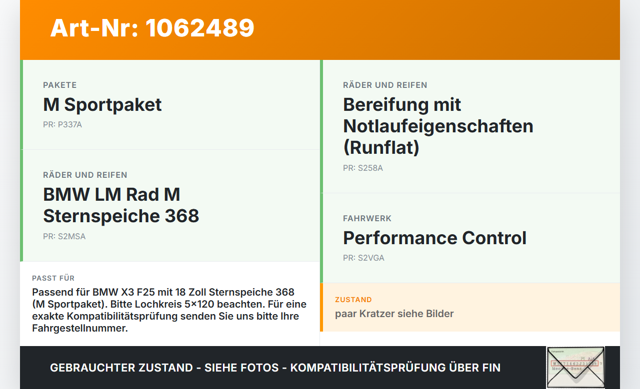 BMW X3 F25 10-14 1 x Felge Aluminiumfelge 18 Zoll 5X120 BMW X3 F25 10-14 24.01.2013 gebraucht Vorschau 3