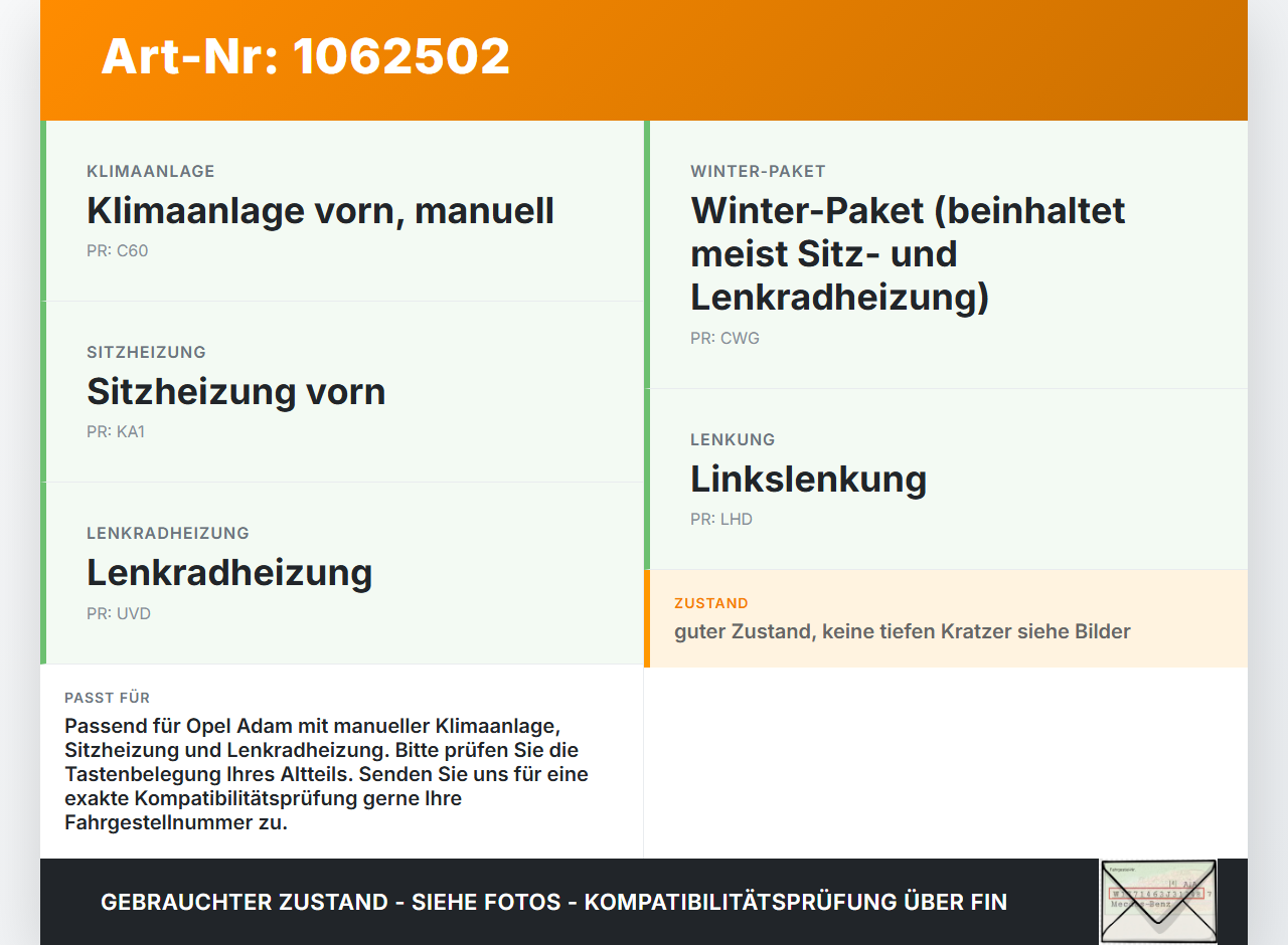 Opel Adam M13 12-19 Bedienteil Bedienelement Heizung Klimabedienteil Opel Adam M13 12-19 04.10.2013 466119570... Vorschau 3