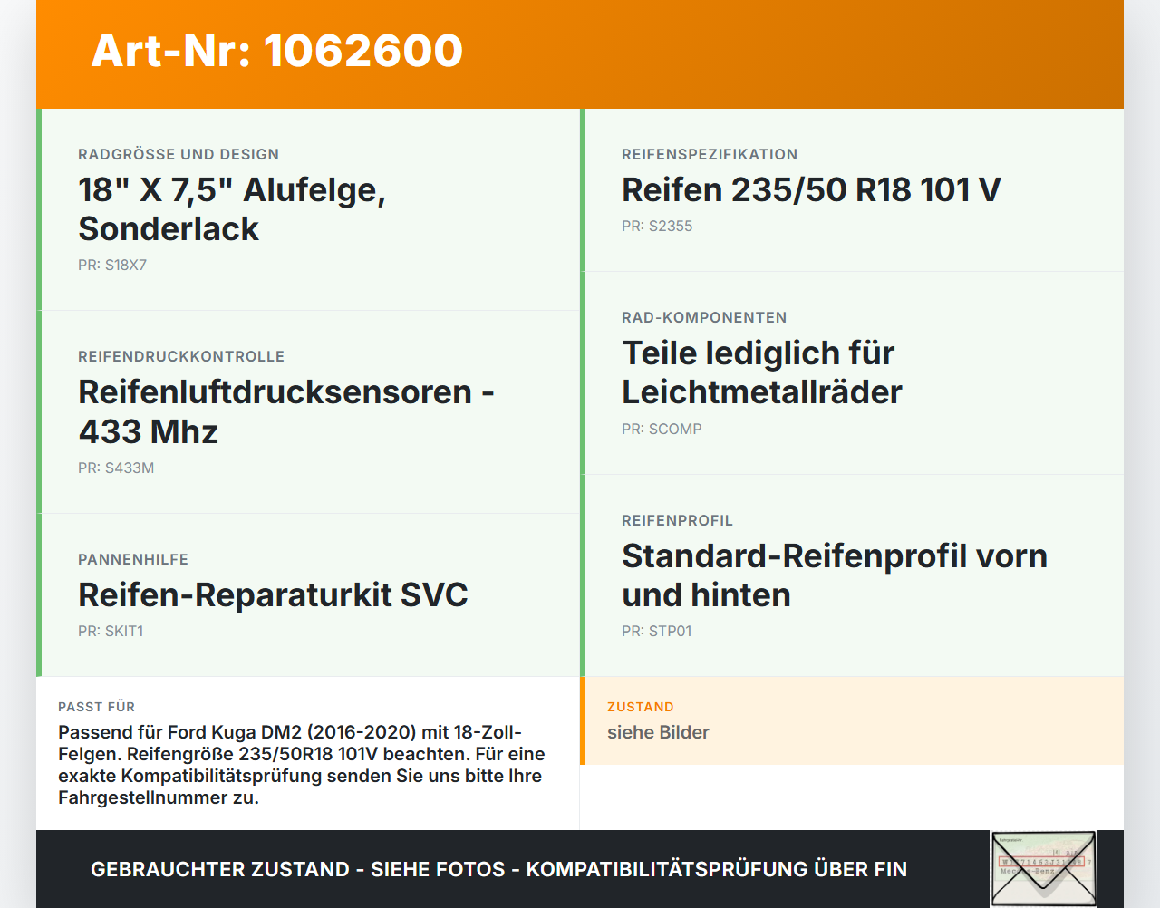 Ford Kuga DM2 16-20 4 x Reifen Ganzjahresreifen Vredestein 235/50R18 101 V Ford Kuga DM2 16-20 27.12.2018 gebraucht Vorschau 3