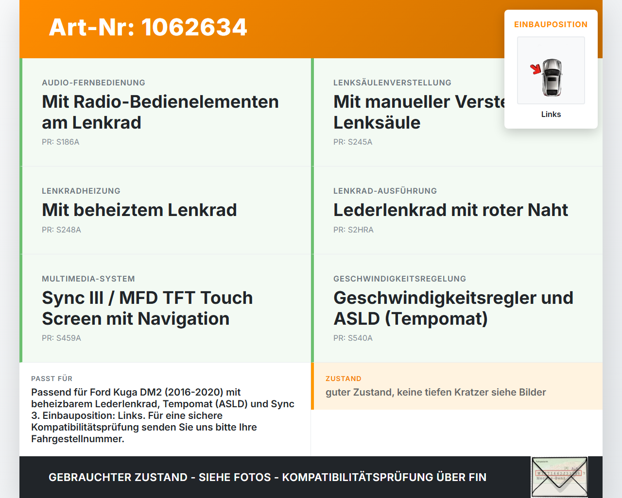 Ford Kuga DM2 16-20 Lenkradschalter Multifunktionstasten Schalter für Lenkrad Links Ford Kuga DM2 16-20 27.12.2018... Vorschau 3