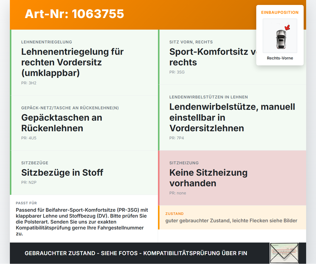 VW Touran 1T 06-10 Sitzbezug Rückenpolster Rechts Vorne für Beifahrer Sitz VW Touran 1T 06-10 06.08.2007 7244720... Vorschau 3