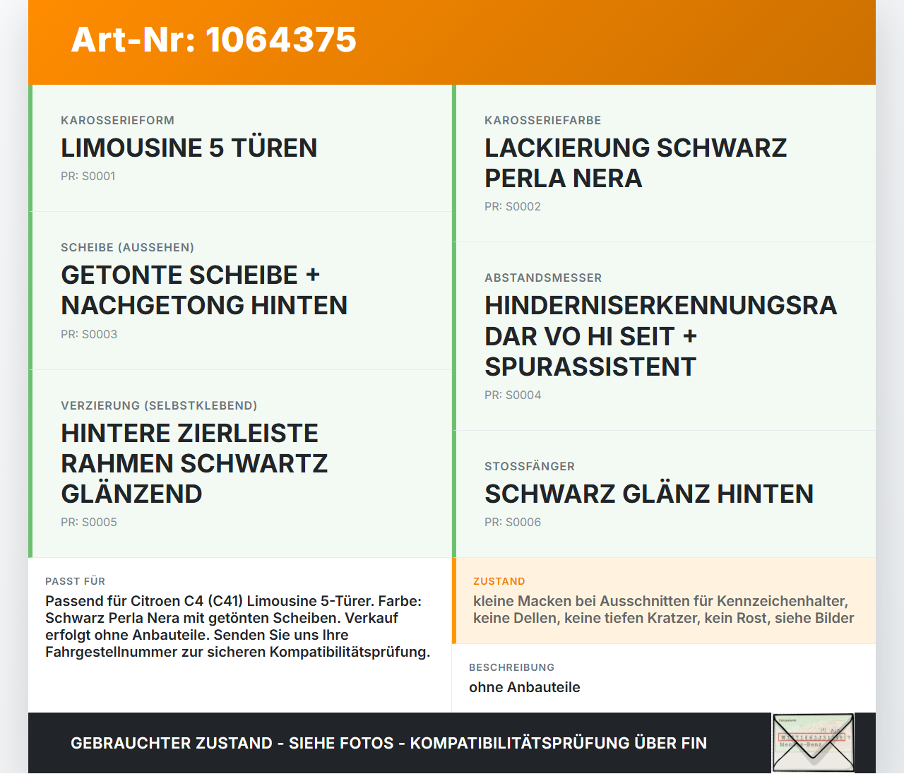 Citroen C4 III 20-24 SchräghLim Heckklappe Kofferraumdeckel Citroen C4 III 20-24 26.09.2024 9834272080 gebraucht Vorschau 3