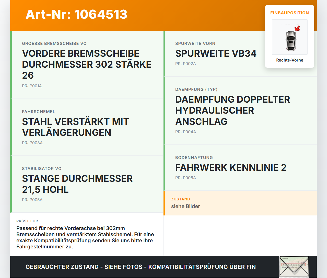 Citroen C4 III 20-24 1,2 74KW Achsschenkel Radnabe Rechts Vorne Citroen C4 III 20-24 26.09.2024 98-265-323-80 gebraucht Vorschau 3