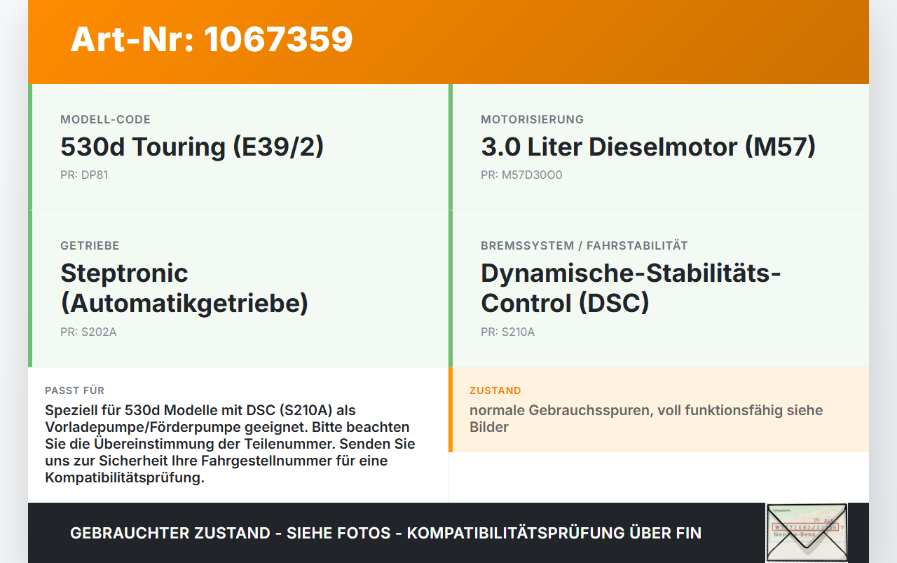 BMW 5er E39 530d 00-04 3,0d 142KW Kraftstoffpumpe Kraftstoff Förderpumpe Tankgeber BMW 5er E39 530d 00-04... Vorschau 3