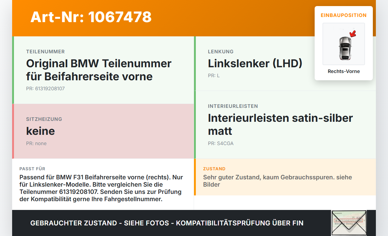 BMW F31 318d 12-15 Kombi Fensterheberschalter Schalter Rechts Vorne BMW F31 318d 12-15 28.02.2014 9208107... Vorschau 3