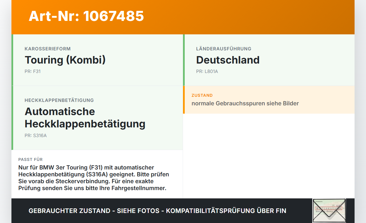 BMW F31 318d 12-15 Kombi 2x Elektrische Heckklappendämpfer Spindelantrieb BMW F31 318d 12-15 28.02.2014 7340975... Vorschau 3