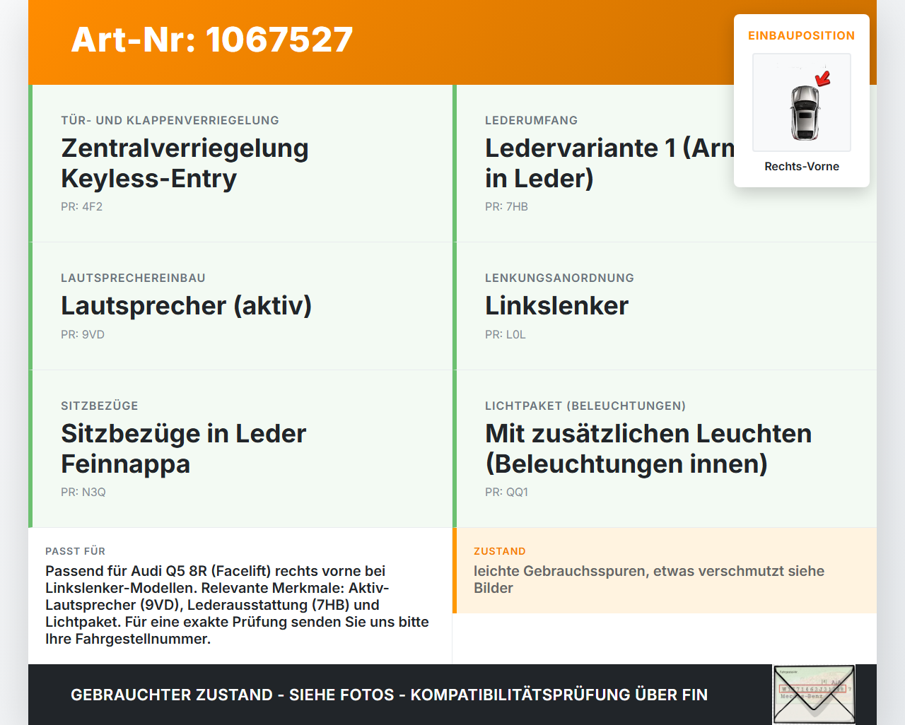 Audi Q5 8R 12-16 Türverkleidung Türpappe Seitenverkleidung Rechts Vorne Audi Q5 8R 12-16 04.10.2016 8R1867104AJ... Vorschau 3