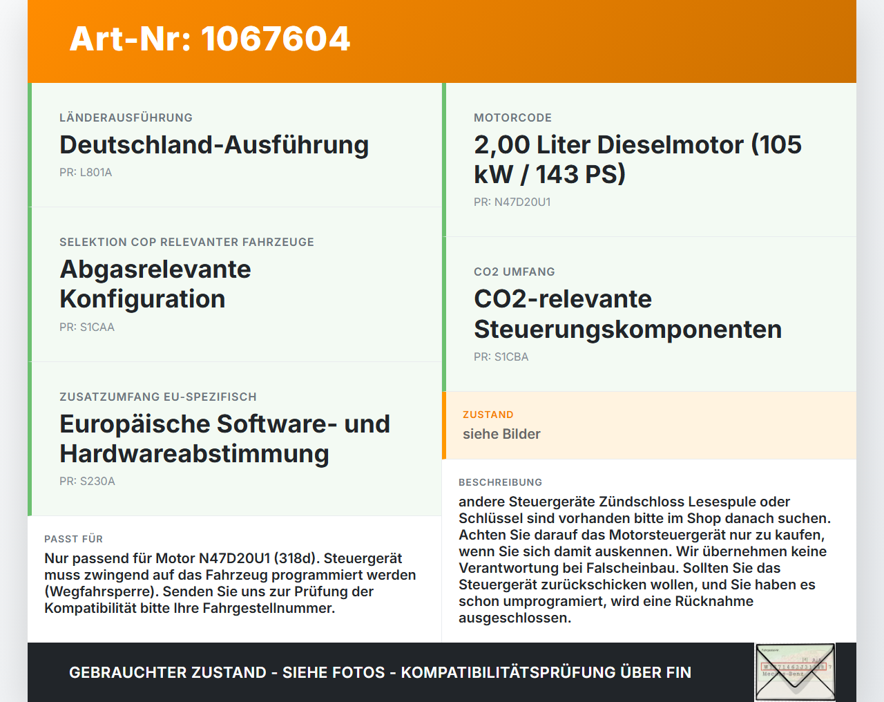 BMW F31 318d 12-15 2,0d 105KW Steuergerät ECU für Motor Motorsteuergerät BMW F31 318d 12-15 28.02.2014 8576341... Vorschau 3