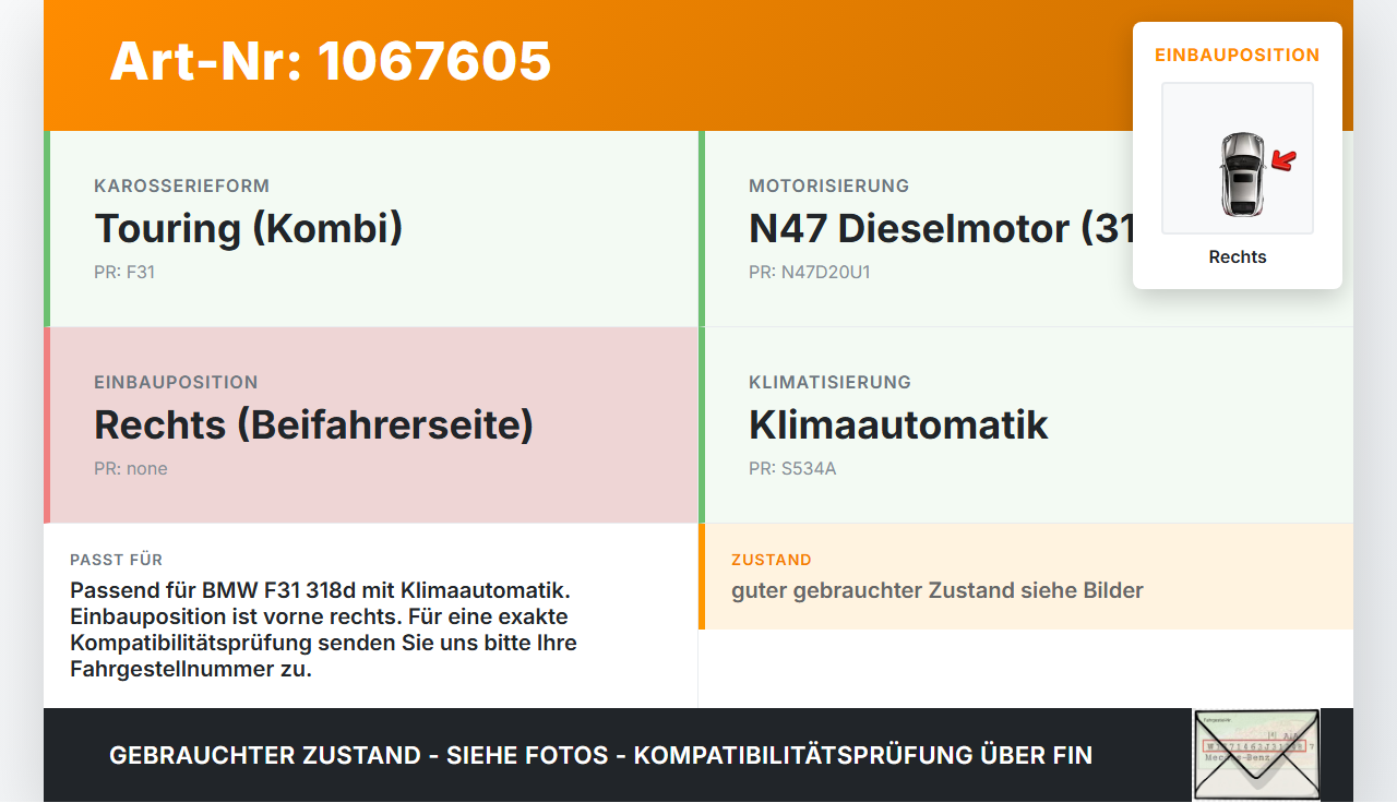BMW F31 318d 12-15 2,0d 105KW Kühlerhalter Halter Träger Lager für Frontmaste Rechts BMW F31 318d 12-15 28.02.2014... Vorschau 3