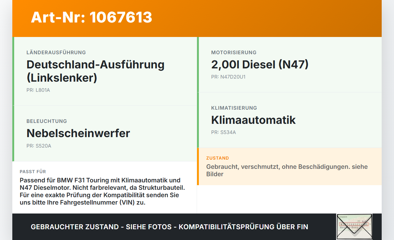 BMW F31 318d 12-15 2,0d 105KW Schlossträger Frontmaske Frontträger Kühlerträger BMW F31 318d 12-15 28.02.2014... Vorschau 3