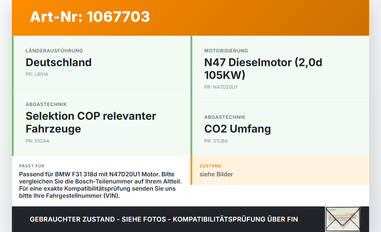 BMW F31 318d 12-15 2,0d 105KW Bosch Druckregelventil Railsensor Drucksensor BMW F31 318d 12-15 28.02.2014 7805734... Vorschau 3