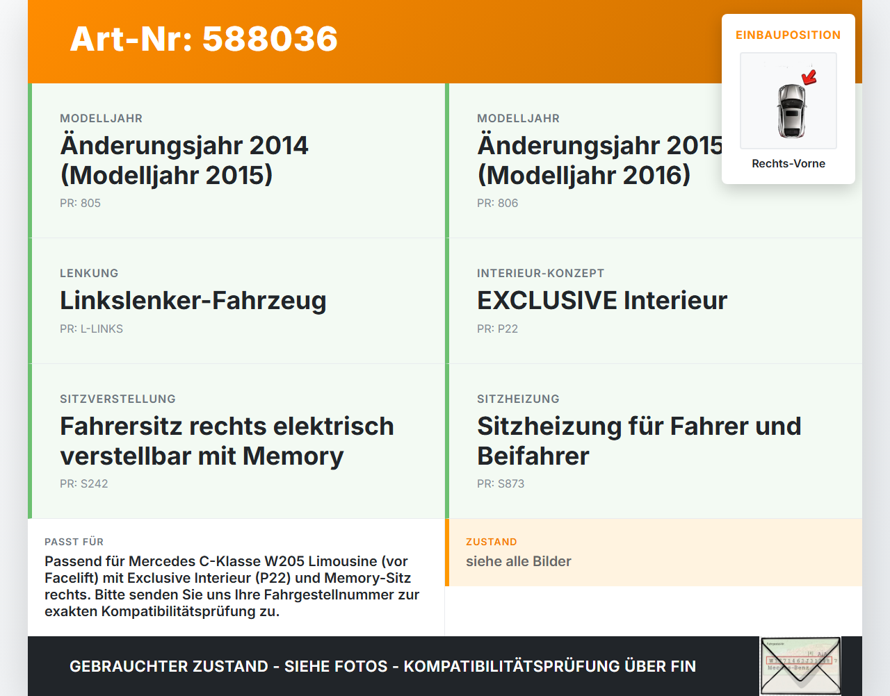 Mercedes C200 W205 14-18 Lim Türverkleidung Türpappe Rechts Vorne Leder P22 Mercedes C200 W205 14-18 24.02.2016... Vorschau 3