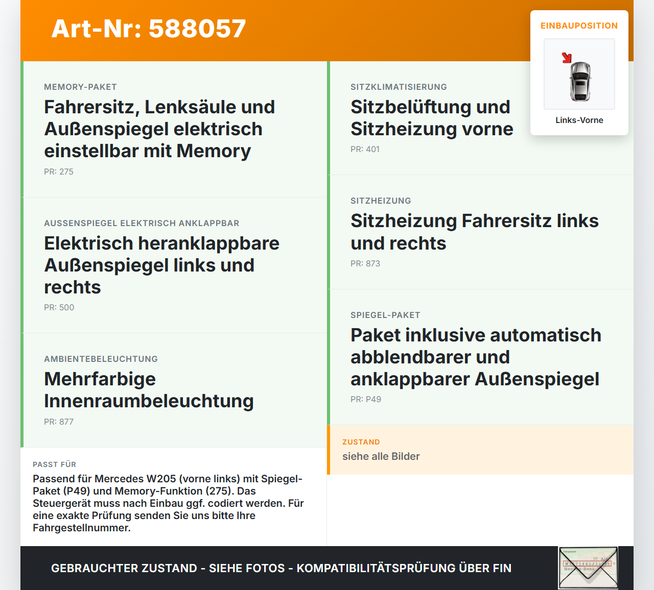 Mercedes C200 W205 14-18 Steuergerät Türsteuergerät Links Vorne Mercedes C200 W205 14-18 24.02.2016 A2059003921... Vorschau 3