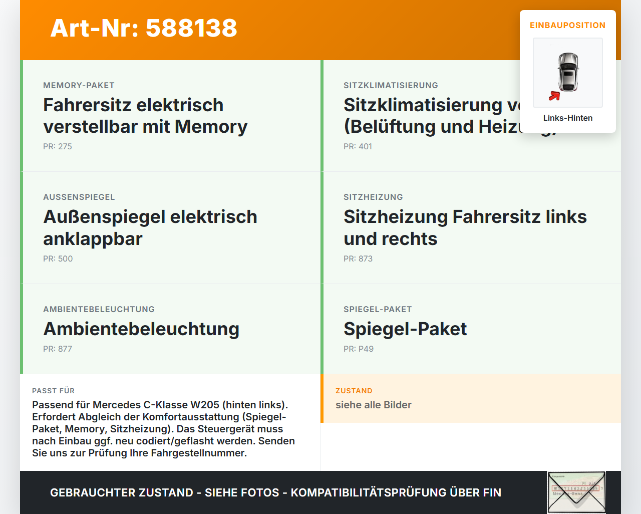 Mercedes C200 W205 14-18 Steuergerät SG Türmodul Links Hinten Mercedes C200 W205 14-18 24.02.2016 A2059003921... Vorschau 3