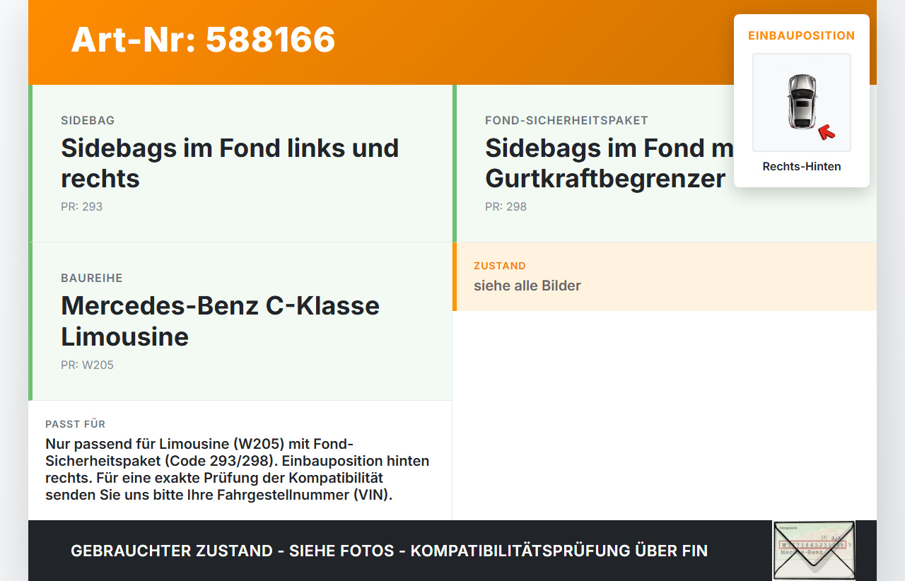 Mercedes C200 W205 14-18 Lim Blende Innen Abdeckung für SRS Modul Rechts Hinten Mercedes C200 W205 14-18 24.02.2016... Vorschau 3