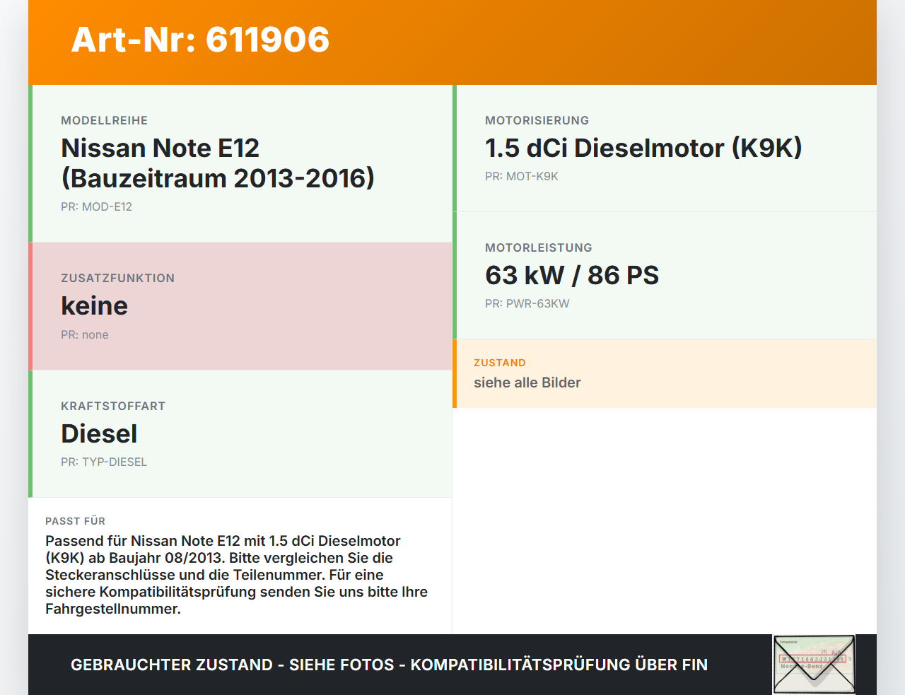 Nissan Note E12 13-16 dCi 1,5 66KW Kraftstoffpumpe Kraftstoff Förderpumpe Tankgeber Nissan Note E12 13-16... Vorschau 3