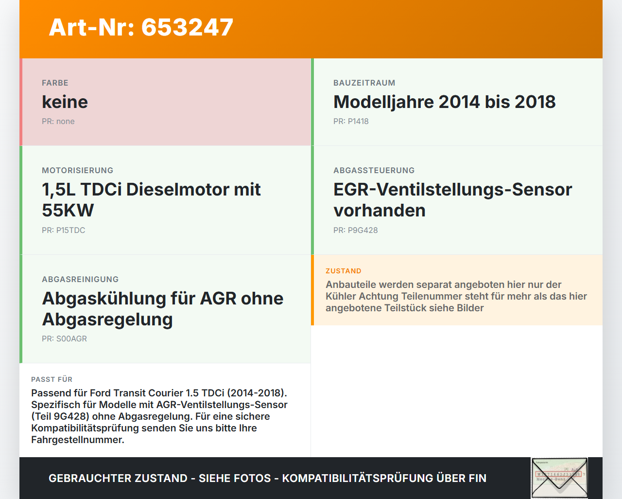 Ford Transit Courier 14-18 TDCi 1,5 55KW Abgaskühlung für AGR ohne Abgasregelung Ford Transit Courier 14-18... Vorschau 3