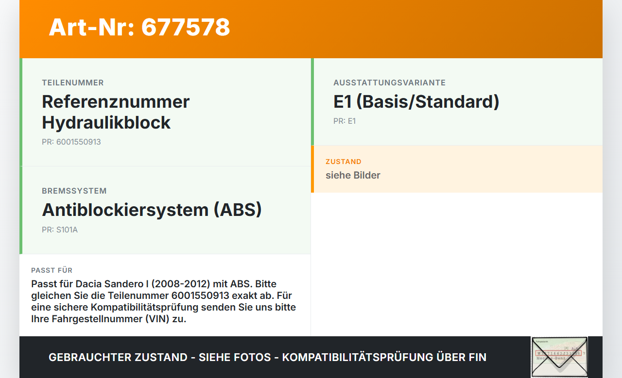 Dacia Sandero I 5P 08-12 ABS Steuergerät Aggregat Hydraulikblock Dacia Sandero I 5P 08-12 19.03.2009 6001550913... Vorschau 3