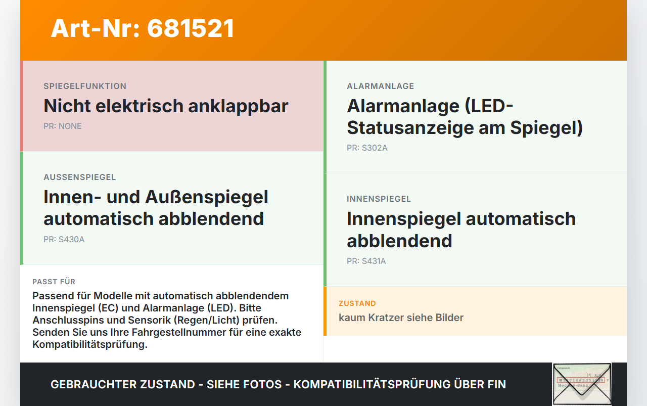 BMW F31 320i 12-15 Innenspiegel Rückspiegel Spiegel Innen BMW F31 320i 12-15 17.04.2013 9274267 51169274267 9286279... Vorschau 3