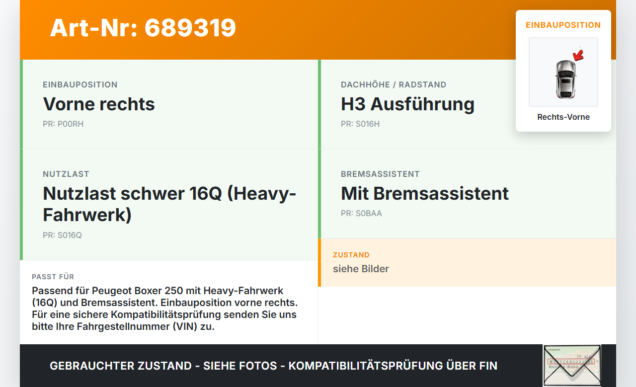 Peugeot Boxer 250 14-20 BlueHDi 160 2,0 120KW Bremssattel Bremszange Vorne Rechts Peugeot Boxer 250 14-20 2017... Vorschau 3