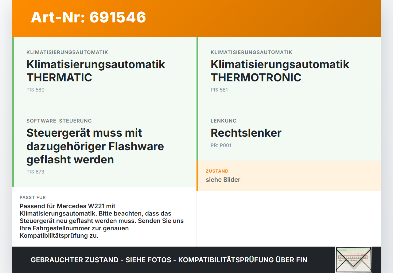 Mercedes W221 S320 05-09 Steuergerät SG Klima Klimaanlage Mercedes W221 S320 05-09 18.09.2006 A2218708787... Vorschau 3