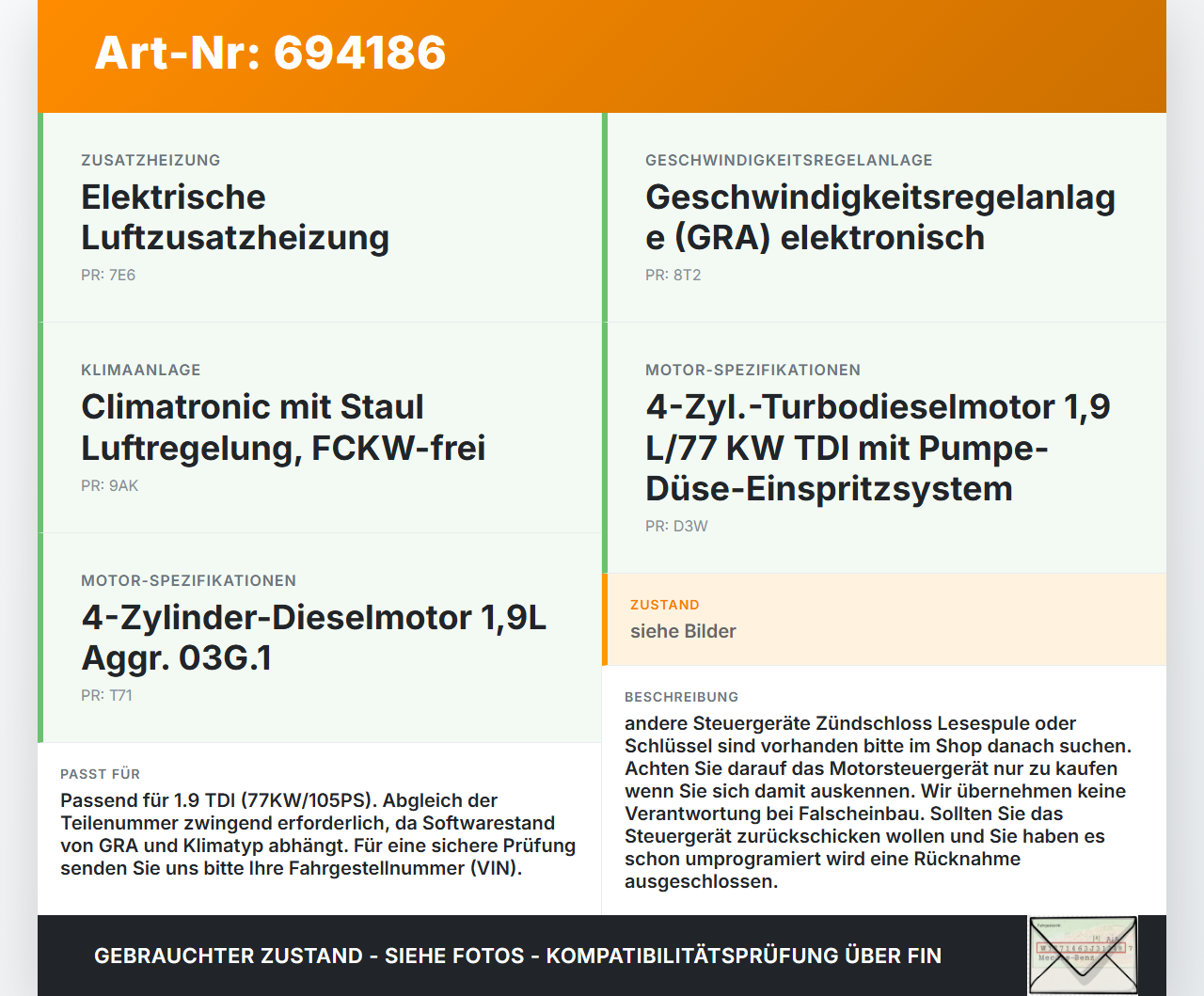 VW Golf 5M Plus 04-08 TDI 1,9 77KW Motor Steuergerät ECU Motorsteuergerät VW Golf 5M Plus 04-08 11.08.2006... Vorschau 3