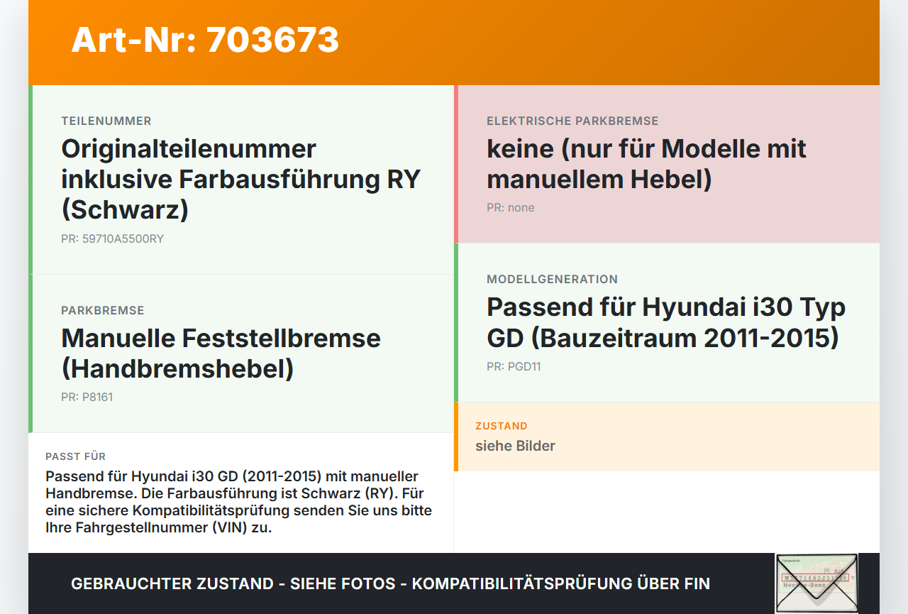 Hyundai I30 GD 11-15 Handbremshebel Hebel für Handbremse Bremshebel Hyundai I30 GD 11-15 21.03.2012 59710A5500RY... Vorschau 3