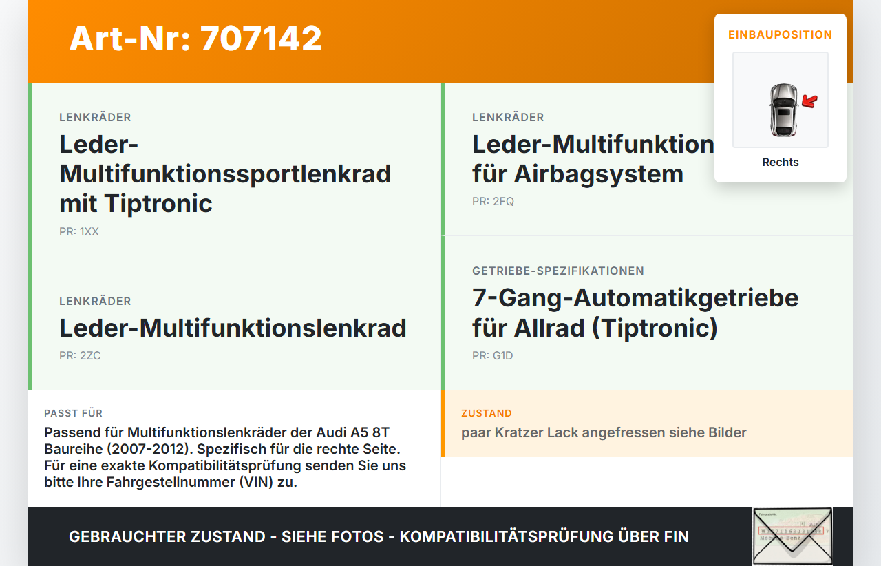 Audi A5 8T QU 07-12 Lenkradschalter Multifunktionstasten Lenkrad Schalter Rechts Audi A5 8T QU 07-12 16.04.2008... Vorschau 3