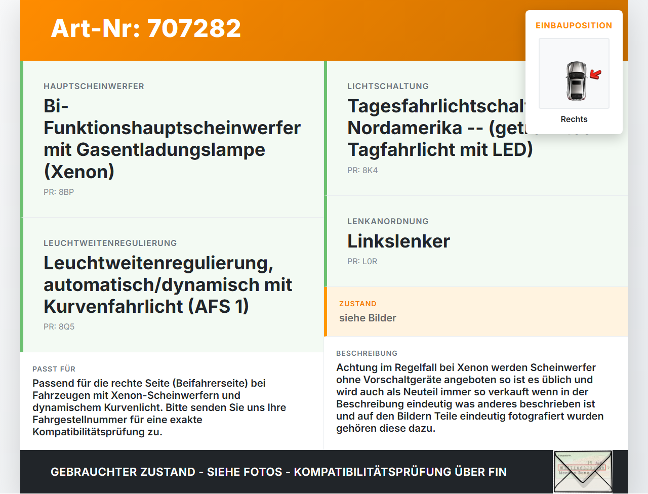 Audi A5 8T QU 07-12 Xenon LED Leuchtmittel für Scheinwerfer Frontscheinwerfer Rechts orig. Audi A5 8T QU 07-12... Vorschau 3