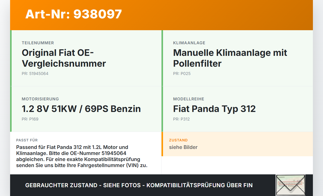 Fiat Panda 312 12-21 1,2 51KW Lüfter Ventilator f. Kühler Fiat Panda 312 12-21 28.03.2014 519450640 gebraucht Vorschau 3