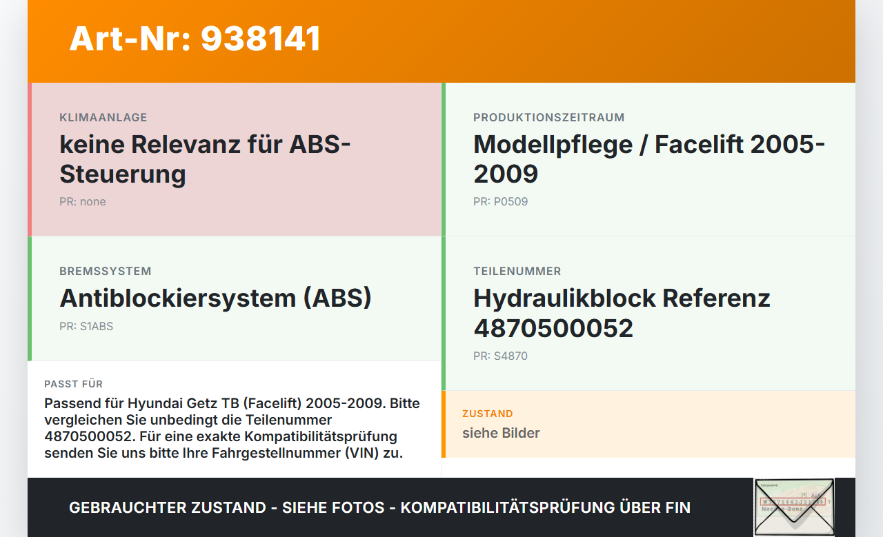 Hyundai Getz TB 05-09 ABS Steuergerät Aggregat Hydraulikblock Hyundai Getz TB 05-09 15.02.2005 4870500052... Vorschau 3