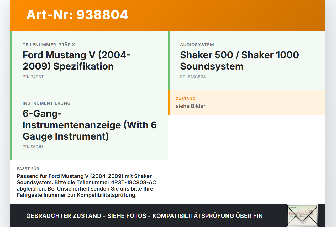 Ford Mustang V 5 04-09 Verstärker Endstufe für Soundsystem Ford Mustang V 5 04-09 01.10.2005 4R3T-18C808-AC gebraucht Vorschau 3