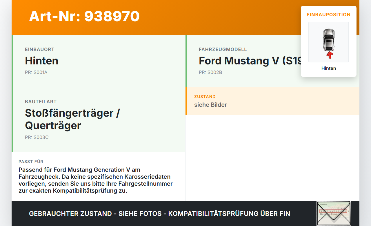 Ford Mustang V 5 04-09 Stoßstangenträger Stoßfängerträger Träger Querträger Hinten Ford Mustang V 5 04-09... Vorschau 3