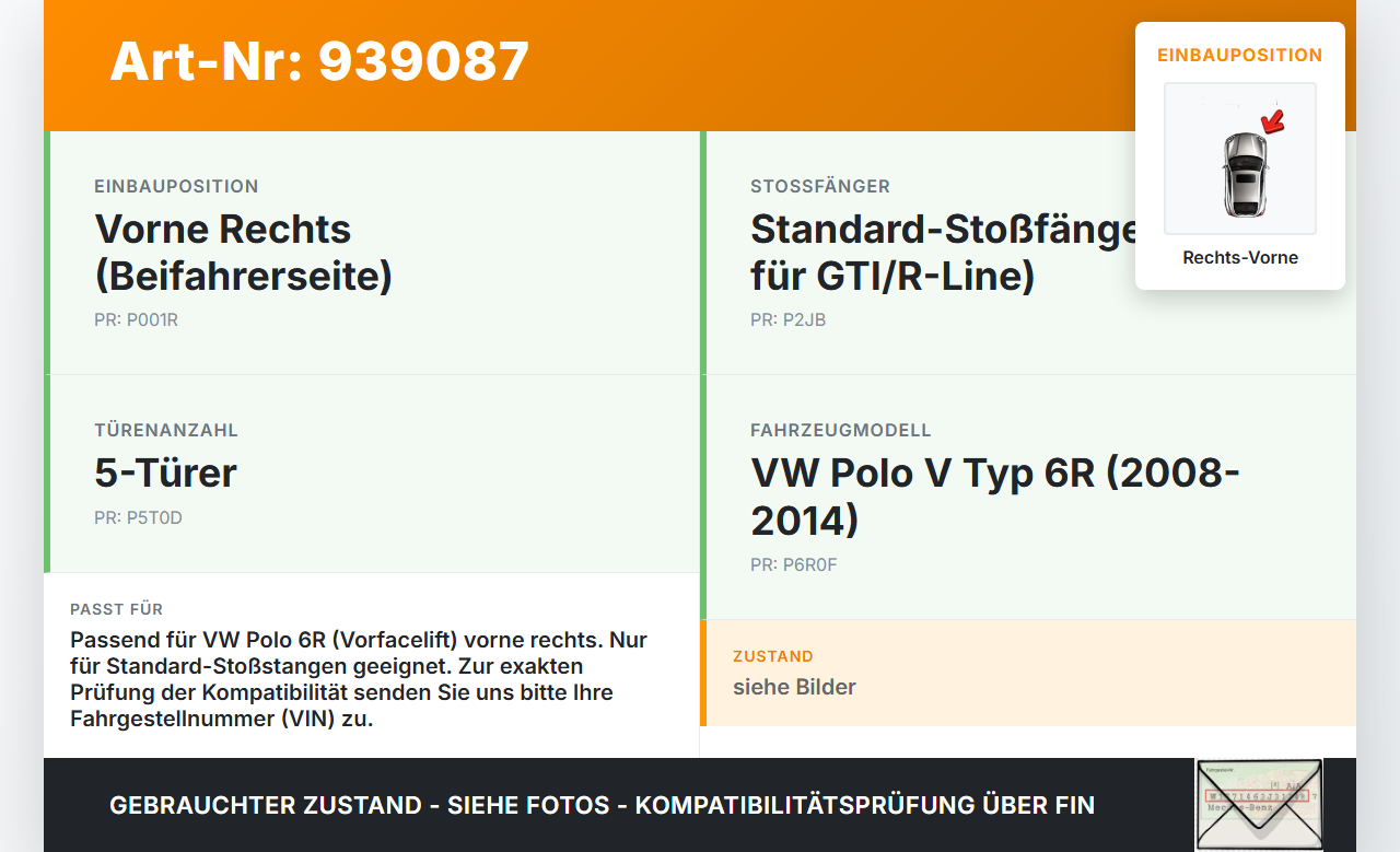 VW Polo V 6R 08-14 5T Halter Träger Aufnahme Führung für Stoßstange Rechts Vorne VW Polo V 6R 08-14 15.06.2010 gebraucht Vorschau 3