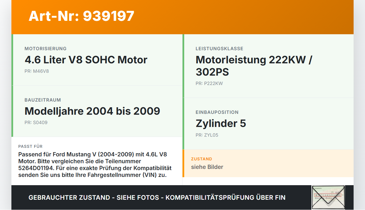 Ford Mustang V 5 04-09 V8 4.6 222KW Injektor Einspritzdüse Zyl.5 Ford Mustang V 5 04-09 01.10.2005 4L8E-9F593-A4A... Vorschau 3