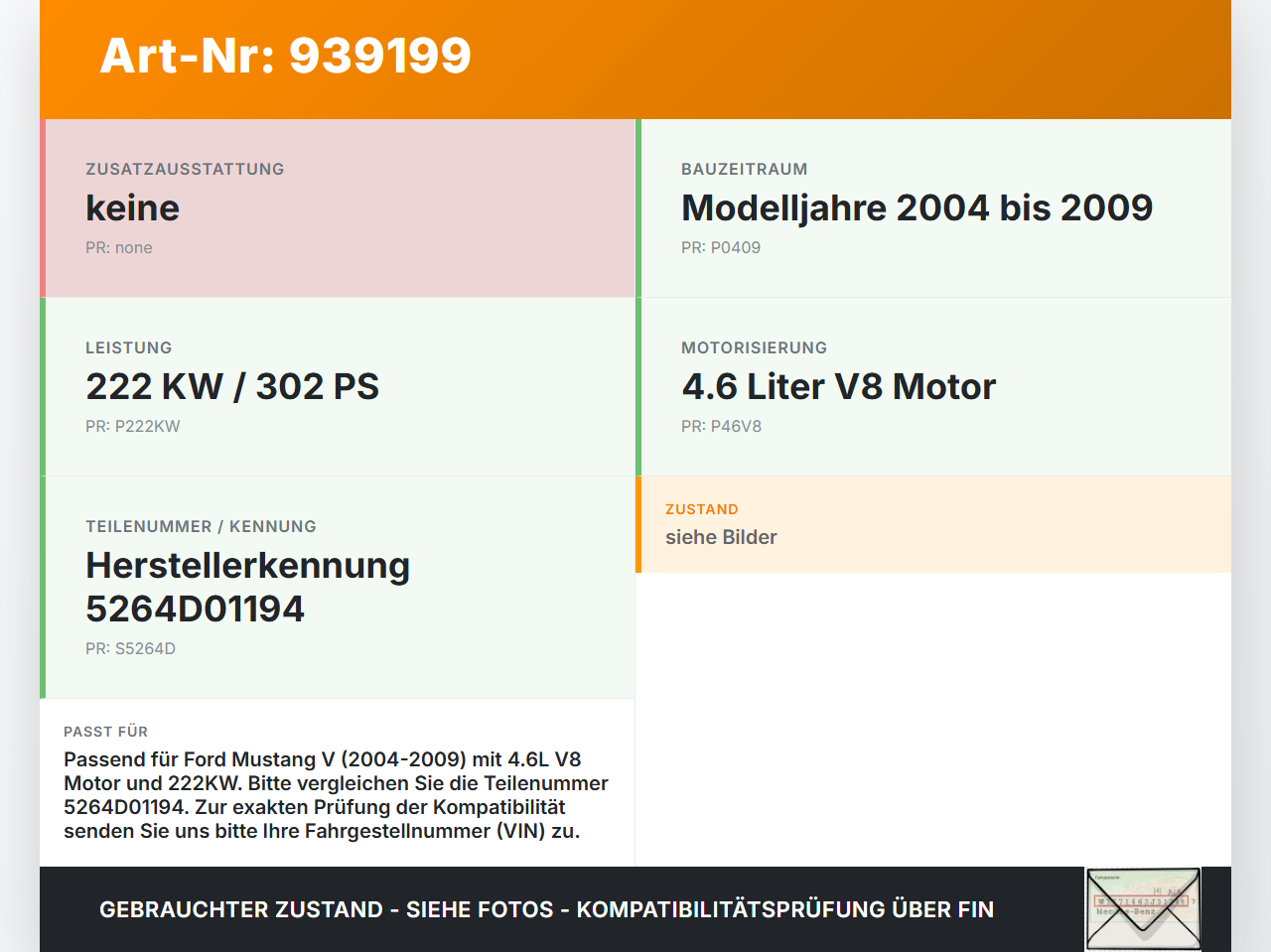 Ford Mustang V 5 04-09 V8 4.6 222KW Injektor Einspritzdüse Zyl.7 Ford Mustang V 5 04-09 01.10.2005 4L8E-9F593-A4A... Vorschau 3