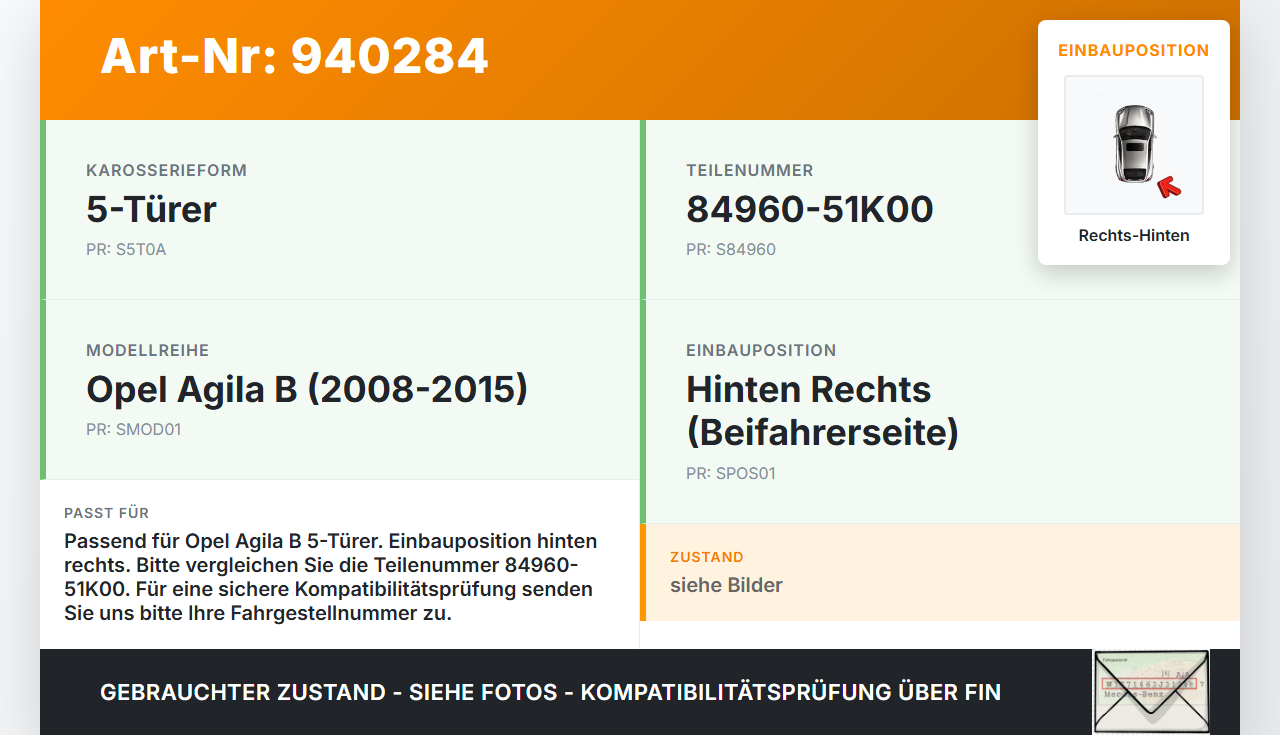 Opel Agila B 08-15 5T Gurt Sicherheitsgurt Rechts Hinten Opel Agila B 08-15 10.07.2009 84960-51K00 gebraucht Vorschau 3