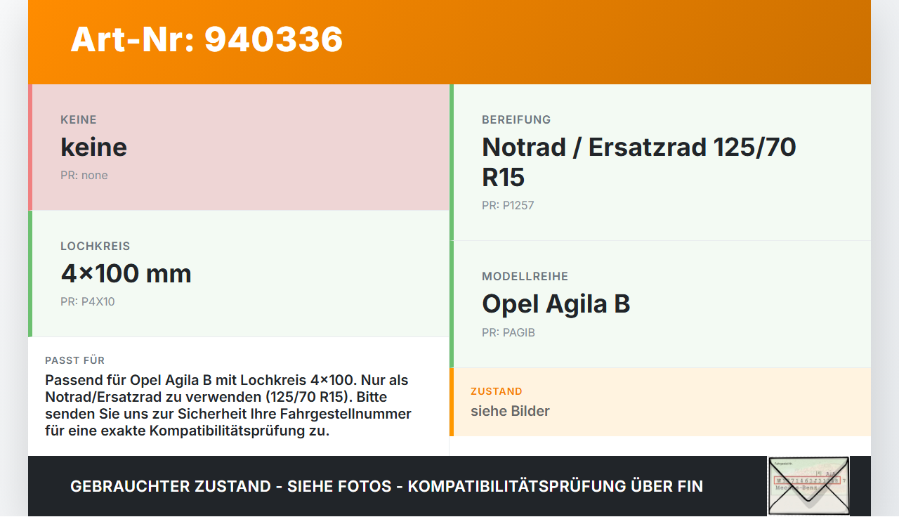 Opel Agila B 08-15 1 x Komplettrad Ersatzrad Stahlfelge Sommerreifen 125/70R15 4X100 Opel Agila B 08-15 10.07.2009... Vorschau 3