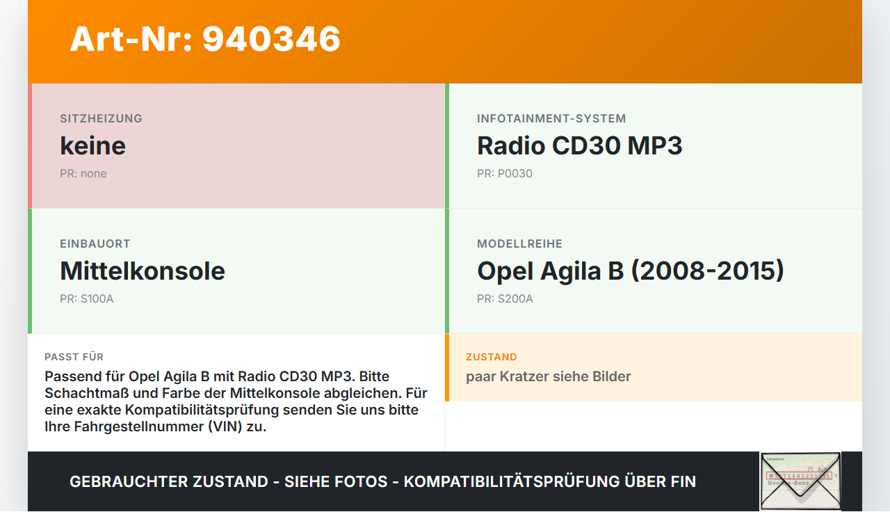 Opel Agila B 08-15 Blende Einbaurahmen Mittelkonsolle Opel Agila B 08-15 10.07.2009 EA8210770 gebraucht Vorschau 3