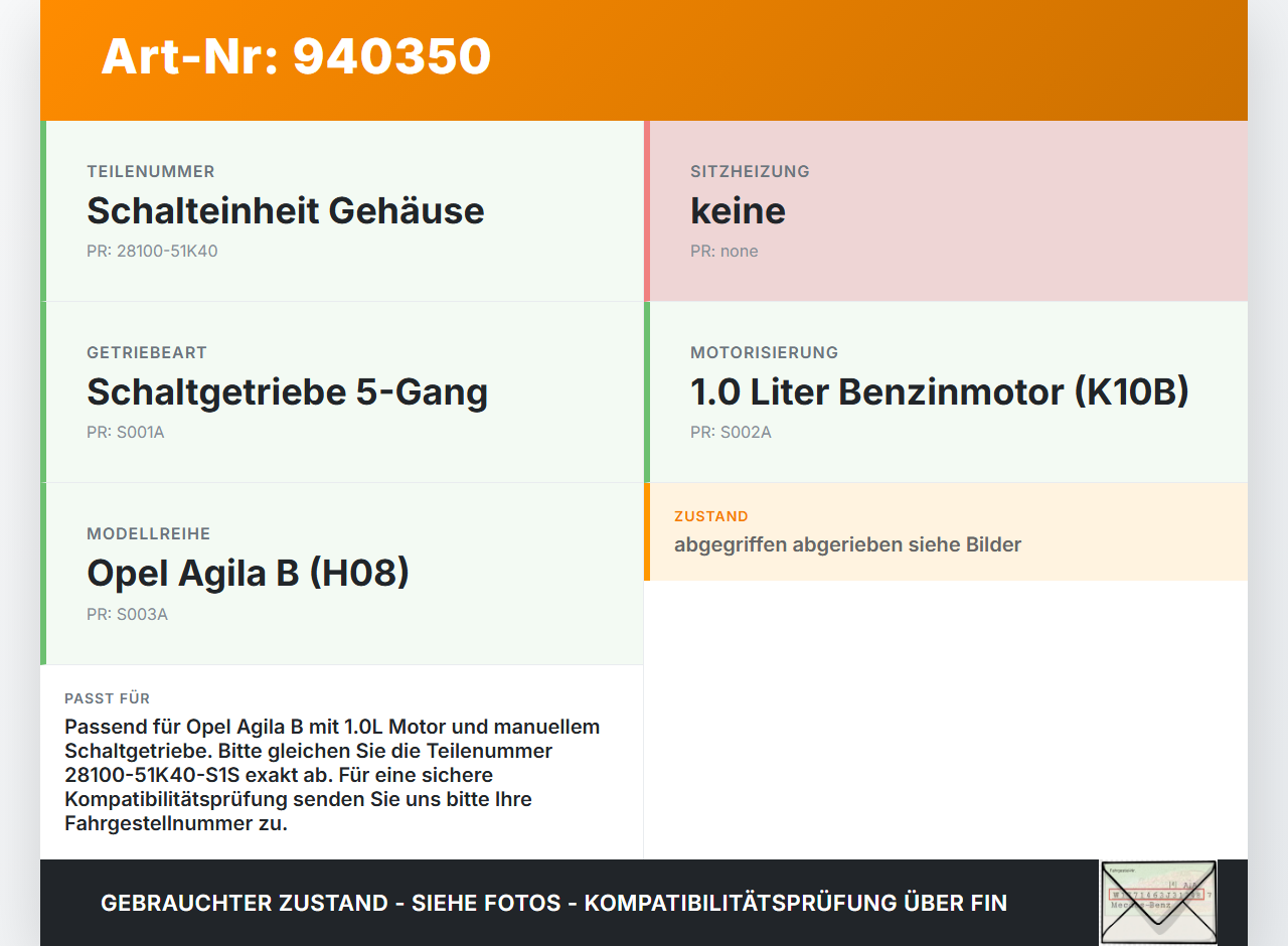 Opel Agila B 08-15 1,0 48KW Schaltkulisse Schalthebel Opel Agila B 08-15 10.07.2009 28100-51K40-S1S gebraucht Vorschau 3