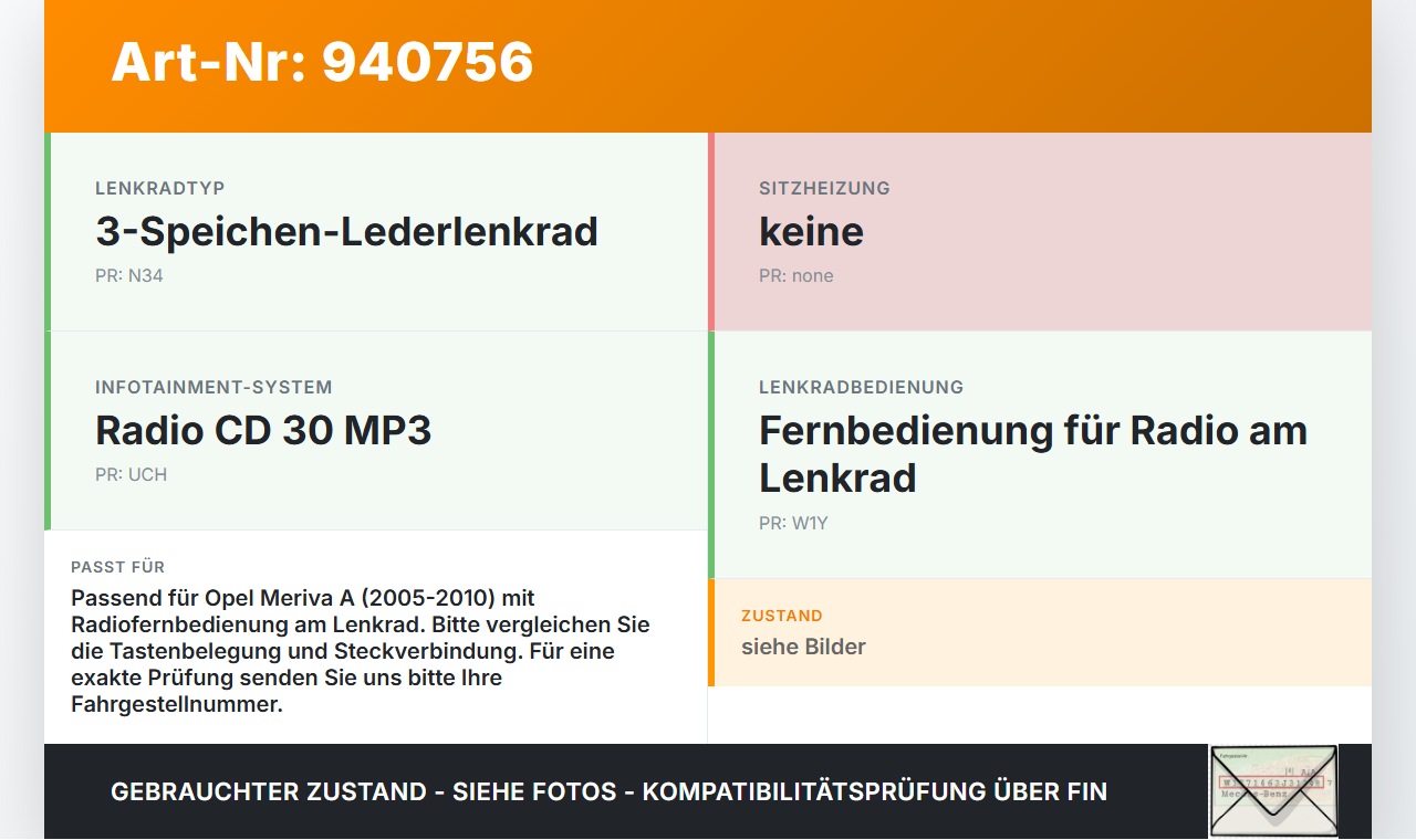 Opel Meriva A 05-10 Schalter Lenkradschalter Opel Meriva A 05-10 18.06.2008 gebraucht Vorschau 3