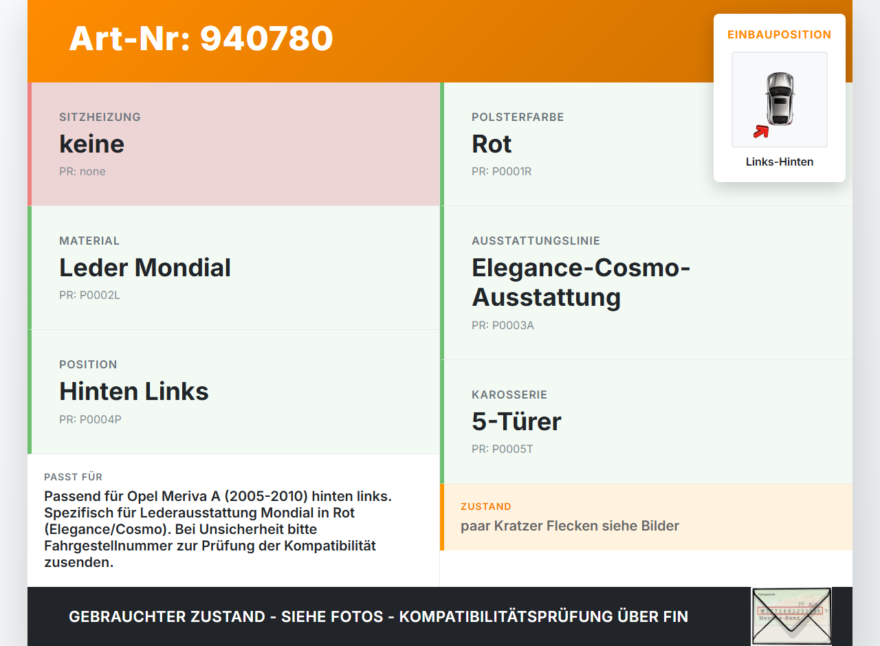 Opel Meriva A 05-10 5T Türverkleidung Türpappe Links Hinten Opel Meriva A 05-10 18.06.2008 A0005905431 gebraucht Vorschau 3