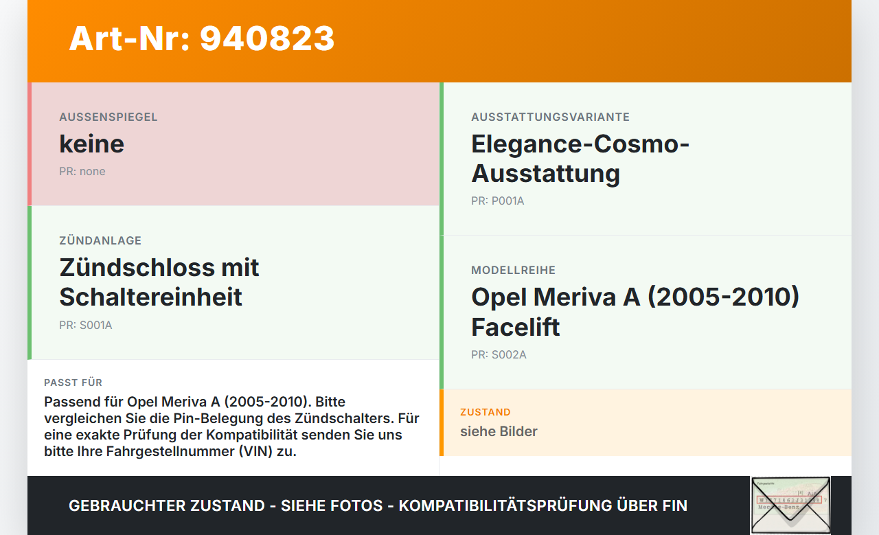 Opel Meriva A 05-10 Zündschalter Opel Meriva A 05-10 18.06.2008 gebraucht Vorschau 3